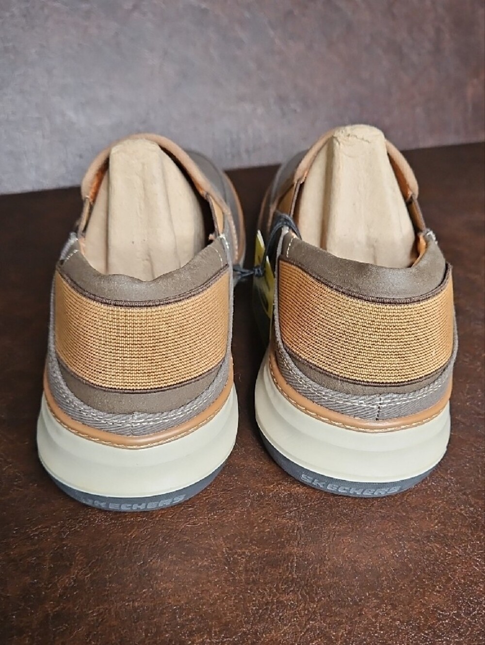 Skechers Men's Slip-On Loafers in Gray and Tan - Picture 4 of 8